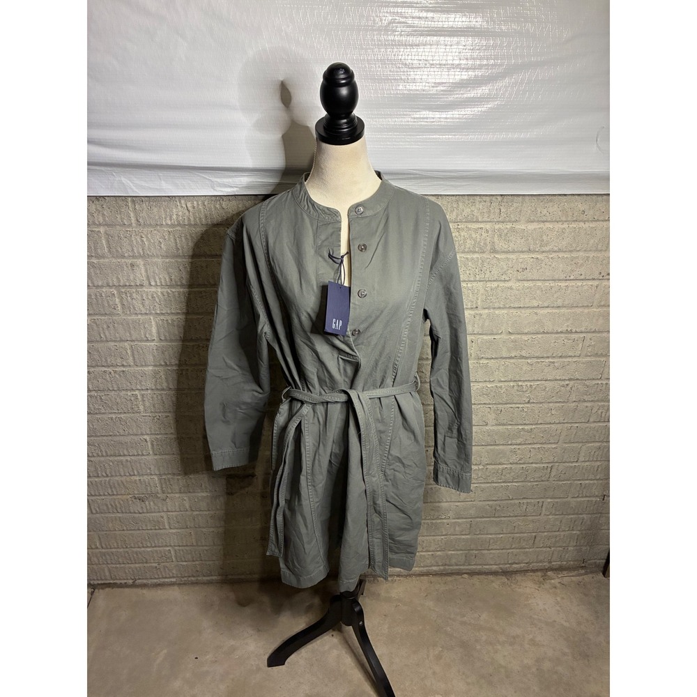 New GAP Women's‎ Utility Style Button Front Belted Shirt Dress Khaki Size M Tall
